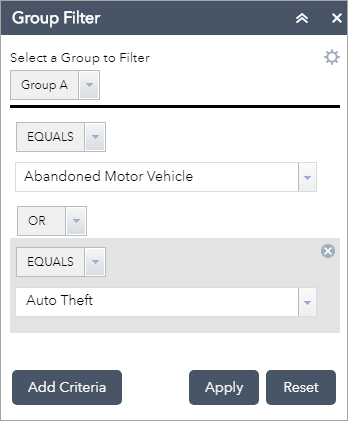 Add more filter criteria. Add more filter criteria.